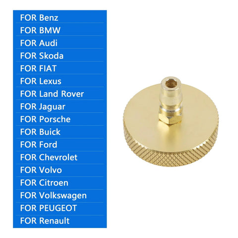 Brass brake-bleed adapter with knurled rim and threaded inlet for automotive brake service
