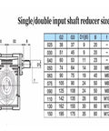 Dimensions and specifications for Nmrv Series Worm Gear Reducer with Solid Aluminum Construction Compact Lightweight Frame.