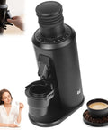 Heavy Duty Electric Espresso Grinder Featuring 80mm Stainless Steel Flat Burrs And Precise Stepless Dial with bean holder.