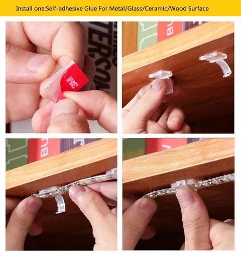 Double Installation LED Strip Light Mounting Brackets With Self Adhesive Tape And Screws, Fits 8.0 To 10.5mm Width And Under 2.8mm Height, Indoor LED Clips Kit With 102 Screws For Quick, Solid Mounting