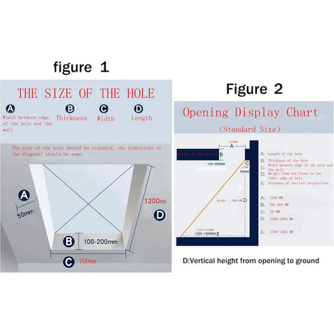 Slick Remote Control Electric Attic Stairs Telescopic Loft Ladder size chart showing dimensions for ceiling opening.