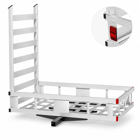 Beast Mode 1300Lbs Hitch Cargo Carrier With Ramp For Trucks And SUVs, 50 By 30 By 10 Inches, aluminum frame and fold ramp