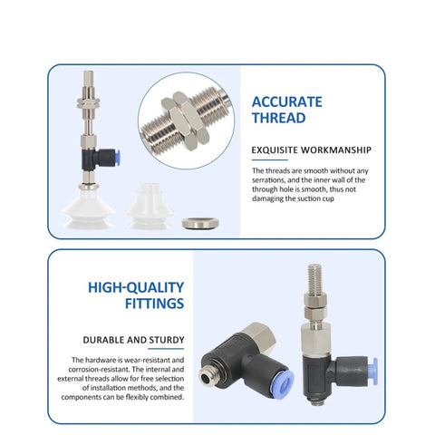 Rock Solid Nickel Plated Copper Pneumatic Suction Cup Connecting Rod Surefire Grip Vacuum Hardware Corrosion Resistant Straight Up Pro Level Automation Tech Workhorses