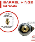Image showing the Beefy Heavy Duty Weld On Bullet Hinge For Gates And Doors, 4.25 Inch By .775 Inch Weldable Wing with grease zerk dimensions.