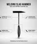 Dual Head Welding Slag Hammer For Metal Fabrication And Finishing Carbon Steel Chipping Tool With Pointed Tip And Flat Edge.