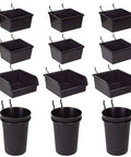 Front view of Pegboard Bins And Hooks Set For Garage And Workshop Organization No Fuss 12 Pack Pegboard Cups With Hooks And Loops