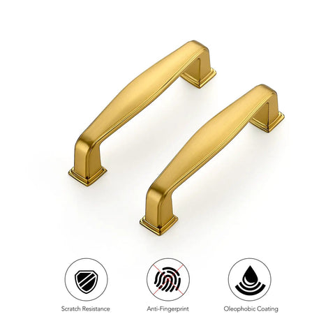 Top Shelf Gold Cabinet Handles And Bar Pulls For Kitchen Cupboards And Bathroom Drawers With Exact 3 Inch Center To Center Mounting, zinc alloy construction.