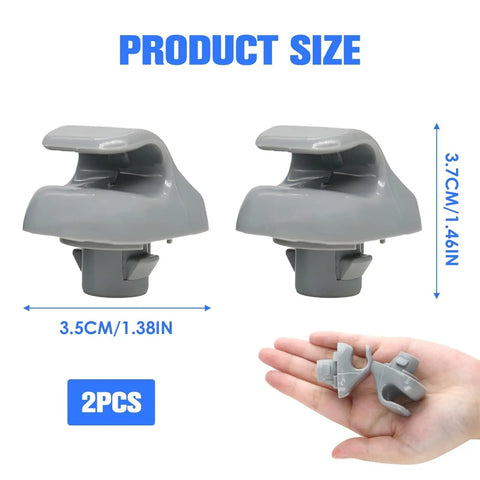 2-pack gray Sun Visor Clip Replacement For Honda Civic CRV Accord Odyssey Ridgeline Element Pilot Acura TSX RSX shown in hand