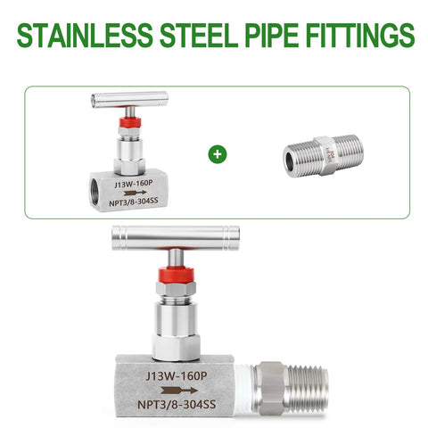 stainless steel needle valve 3/8 NPT for pipe fittings