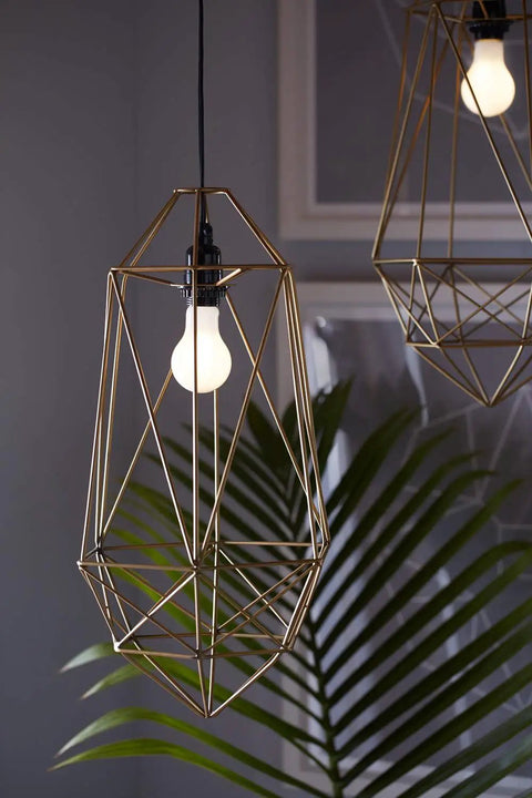 LED Light Bulbs Set 60 Watt Equivalent 10 Watt Draw Dimmable A19 With E26 Base Frosted Daylight 5000K in geometric pendant