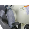 6 Inch Bench Grinder Model M1051, heavy duty grinding wheel close-up, durable cast iron body