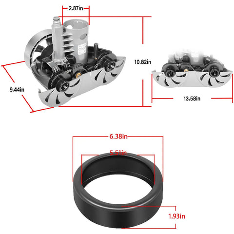 Dimensions of Tune Up Rebuild Kit With Gearbox Assembly And 3 Pack Wide Trax Tires For Polaris 3900 Sport P39 Robotic Pool Cleaner