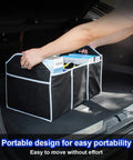 Large Capacity Car Trunk Organizer With Three Spacious Compartments Foldable Waterproof Storage Bag in an SUV trunk