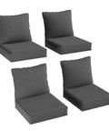 Replacement Outdoor Cushions Set For Patio Furniture, 4 piece deep seat cushions in grey, waterproof and fade resistant, side view