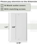 Diagram showing dimensions of Pack Of Ten 1 Gang Wall Plate Covers That Look Slick Durable Shatterproof Outlet Covers For Easy Install Heat And Fade Resistant Clean Modern Look For Any Room Ideal For Do It Yourself Home Improvement And Retrofit Projects, 4.5x2.76 inches.
