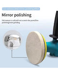 Close-up of Top-Tier Wool Felt Polishing Pads For 75-180mm Wheels on a rotary tool, ideal for mirror polishing stainless surfaces.