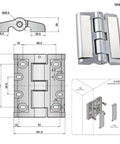 Tough As Nails Zinc Alloy Adjustable Limit Gate Hinge Reinforced With A Thickened Heavy Duty Frame technical drawing and dimensions