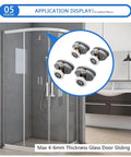 Kick Ass Abs Nylon Shower Door Roller Wheels With Slam Lock Brakes 360 Degree Swivel Slider Pulleys For Bathroom Cabinets installation view.
