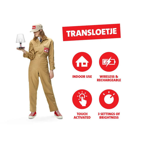 Person holding Transloetje Table Lamp Set Transparent LED Lighting Showcasing Edison Style Inner Bulb Energy Saving Glass Lamps