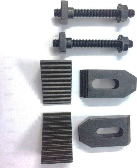 M6 Clamp Kit Set For 3 Inch And 4 Inch Rotary Tables Milling Tables Face Plates And Vertical Slides Heavy Duty Complete With Step Blocks Tee Bolts And Flanged Nuts displayed on white surface