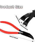 Two Pack Hand Seamers For Sheet Metal Pliers Set With 45 Degree And Straight Jaws, display of red handle and size measurements
