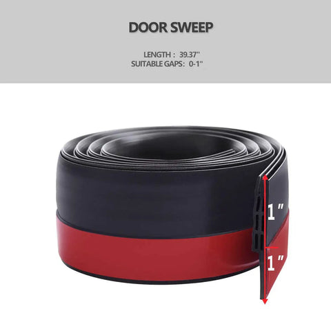 2 Pack Door Draft Stopper For Exterior And Interior Doors Self Adhesive Door Sweep 2 Inch Wide 39 Inch Long Black