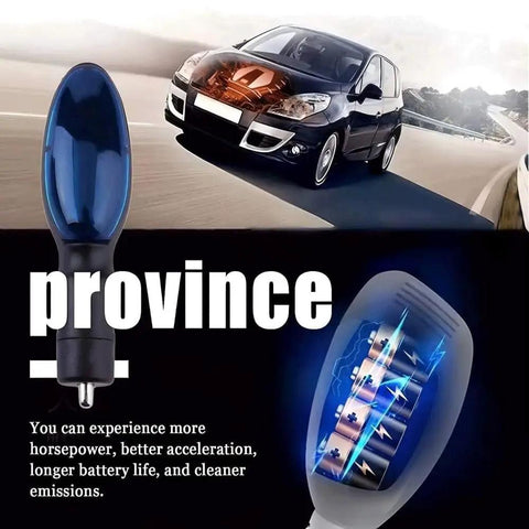 Plug And Play Fuel Saver Kit For Car And Truck Set Of Five Drives Farther And Boosts MPG Saves You Cash On Gas With Easy Install Performance Booster For Daily Commutes And Long Road Trips image showing blue plastic unit with car graphics.