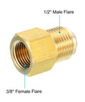 Beefy Brass Flare Fitting Three Eighths Inch Female To One Half Inch Male SAE 45 Degree Flare Adapter for Air and Gas Lines