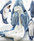 Cozy Shark Blanket Hoodie For Adults Wearable Sleeping Bag With Fin And Tail Flap Design Perfect For Lounging At Home