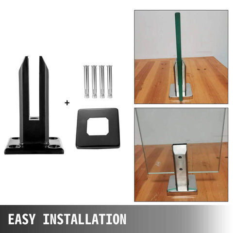 Glass Railing Clamp Spigots Kit For Balcony Deck Garden Handrail Black 304 Stainless Steel Fits Glass Three Tenths Of An Inch Thick No Drill Easy Install Pack Of 10