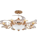 Flat Out Gorgeous Crystal Chandelier And Ceiling Fan Light Featuring Smooth Remote Control For Living Room Or Bedroom To Kick Up Your Home Vibe With Retro European Style Luxury Fixtures That Seriously Steal The Show with elegant gold finish and floral details.