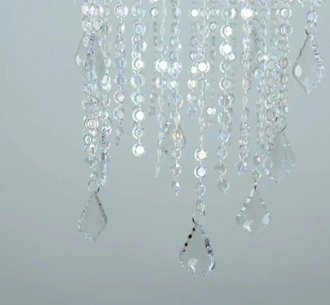 Two Tier Sparkling Iridescent Acrylic Beaded Hanging Chandelier Light Fixture For Weddings Prom Dance Floor Ready Decor Centerpieces
