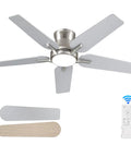42 Inch Ceiling Fan With Lights And Remote Brushed Nickel Flush Mount Low Profile Ceiling Fan For Bedroom Living Room Patio