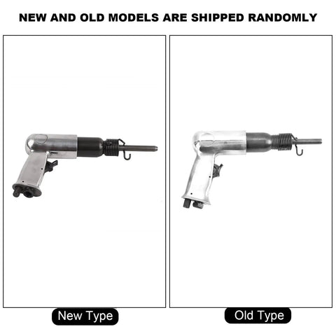 Comparison of Hardcore Ready No Sweat Pneumatic Air Rivet Gun Smooth Lightweight Handheld Tool new and old models side by side.