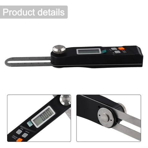 Stainless Steel Digital Angle Finder Protractor With Crisp LCD Display And Dual Measuring Scales Built Tough For Carpentry Or Metal Fabrication Guarantees Dead On Angles Every Time, showing precise edges and display.
