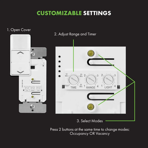 Motion Sensor Switch With 0-10V Dimming For Low Voltage Lighting, PIR Occupancy Sensor Controls 800W Ballast Or LED Driver setup