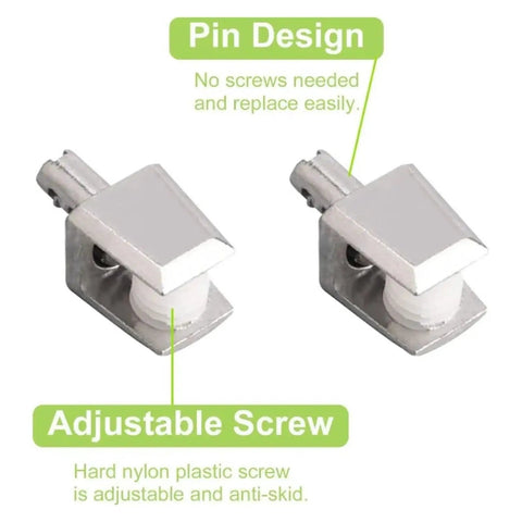 Top Notch Cabinet Shelf Clips 20pcs glass supports polished chrome zinc alloy adjustable wall mount with pin design