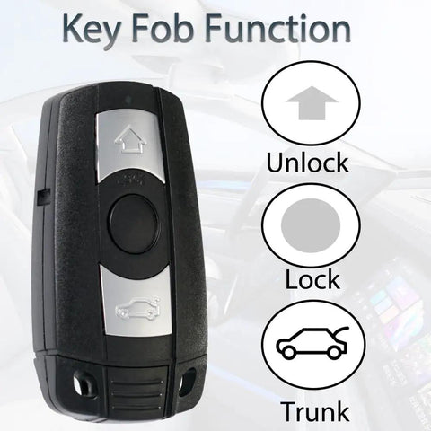 BMW Key Fob Replacement CAS3 For 2004 To 2014 3 Series And 5 Series Remote Key Fob with unlock, lock, trunk buttons