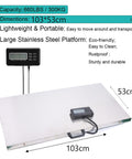 Hella Heavy Duty Digital Pet Scale 660 Lb Capacity Stainless Steel Platform Dog Weighing Machine electronic display, dimensions 103x53cm