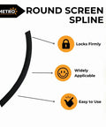 Round Screen Spline.205 For Window Screens Roll Of Fifty Feet Black Vinyl DIY Friendly Replacement infographic