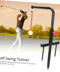 Iron Swing Training Tool Golf Practice Gear For Accurate Posture And Swing Portable Outdoor Swing Trainer alongside golfer