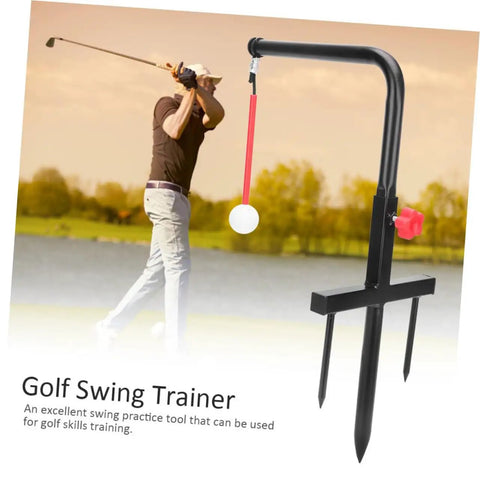 Iron Swing Training Tool Golf Practice Gear For Accurate Posture And Swing Portable Outdoor Swing Trainer alongside golfer
