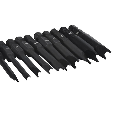 Premium Pro Grade Heavy Duty Spanner Bit Set With Magnetic Snake Eye Security Screwdriver showing 10 black hex security bits.