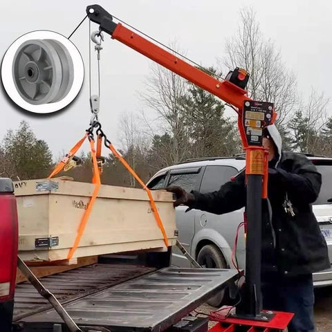 heavy-duty v-groove caster wheel lifting heavy box with hoist