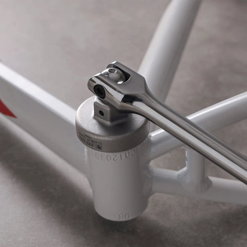 12 Notch 46mm External Threaded Bottom Bracket Install And Remover Tool on frame, heavy-duty steel with half-inch drive.
