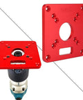 Top Shelf Aluminum 6061 Router Table Insert Plate With Rock Solid Hard Anodized Finish And Precision Center Bushing for router use.