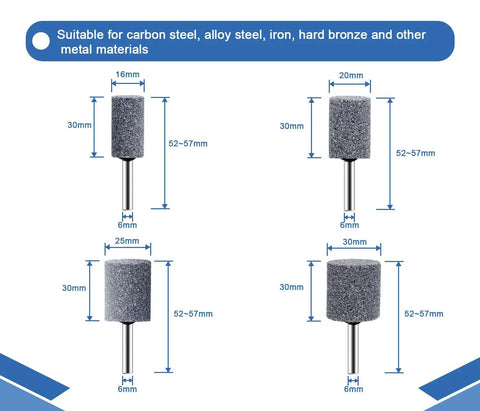 10 Piece Grinding Stone Rotary Polishing Set With One Quarter Inch Mandrel For Rotary Tools Heavy Duty Brown Corundum Grit Heads sizes
