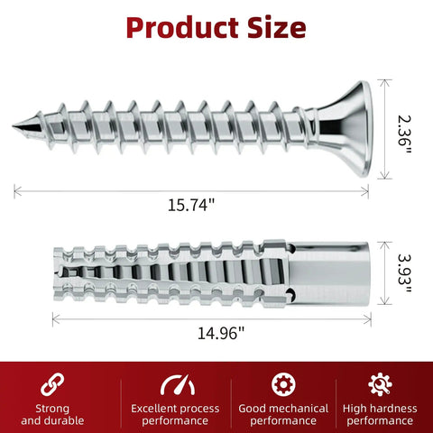 Heavy Duty Door Hinge Repair Screws With Expanding Drywall Anchors Provide A Rock Solid Grip For Loose Cabinet Hardware Fix Wobbly Doors In Minutes 50 Piece size comparison of screw and anchor