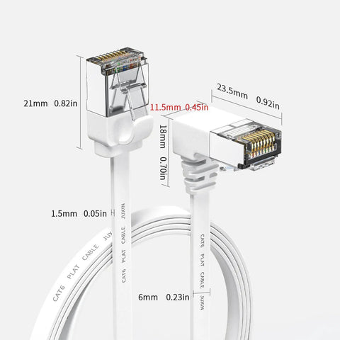 Right Angle Cat6 Ethernet Cable Flat 3Ft Short Patch Cable 90 Degree Up Angle For Tight Spaces 10Gbps High Speed Network Cable