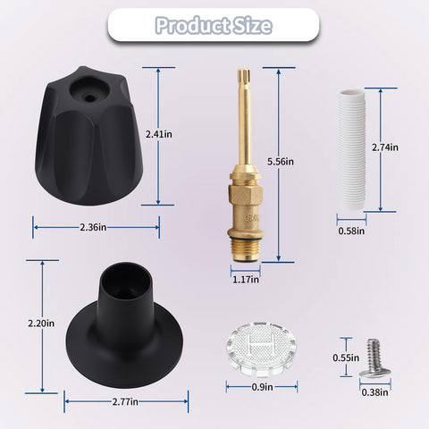 Fix-It Remodel Kit For Price Pfister Verve Tub And Shower With 3-Handle 39619 Black Finish, components and dimensions view